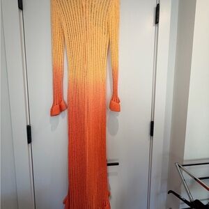 Orange and Yellow Ombre Midi Dress